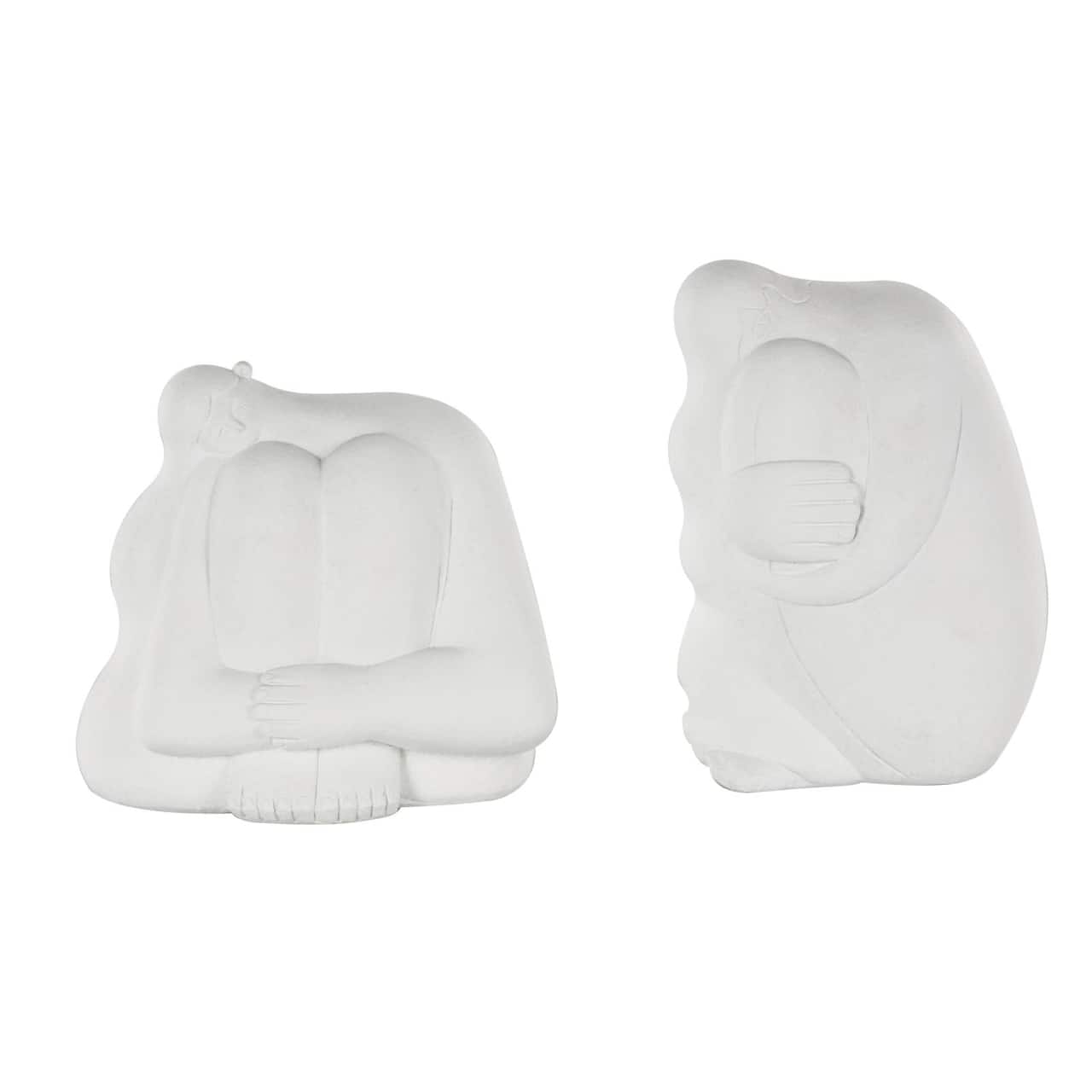 White Abstract Tucked Sitting People Sculpture Set